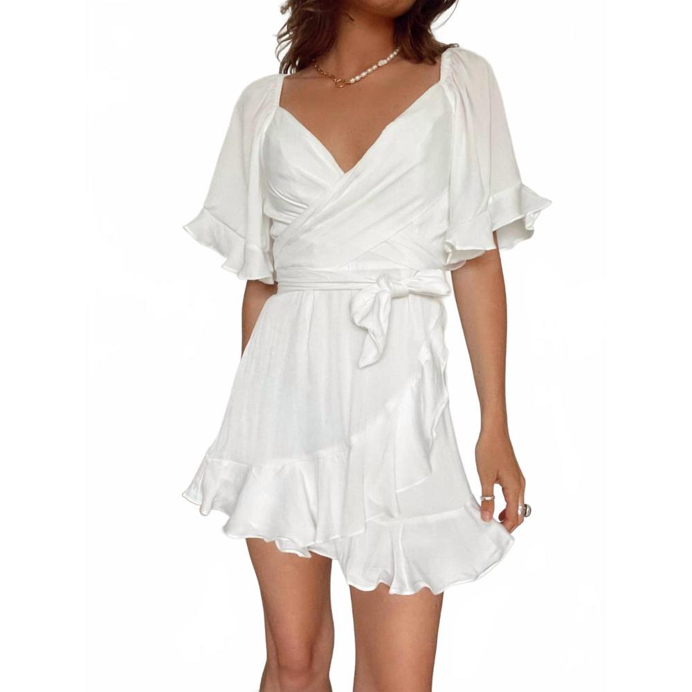 NEW ONE AND ONLY COLLECTIVE olivia satin mini dress in white